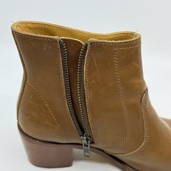 A.P.C. Rue Madame Paris Brown Leather Anna Cowboy Ankle Boots - Picture 8 of 14